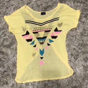 Yellow blouse with cut out back detail!